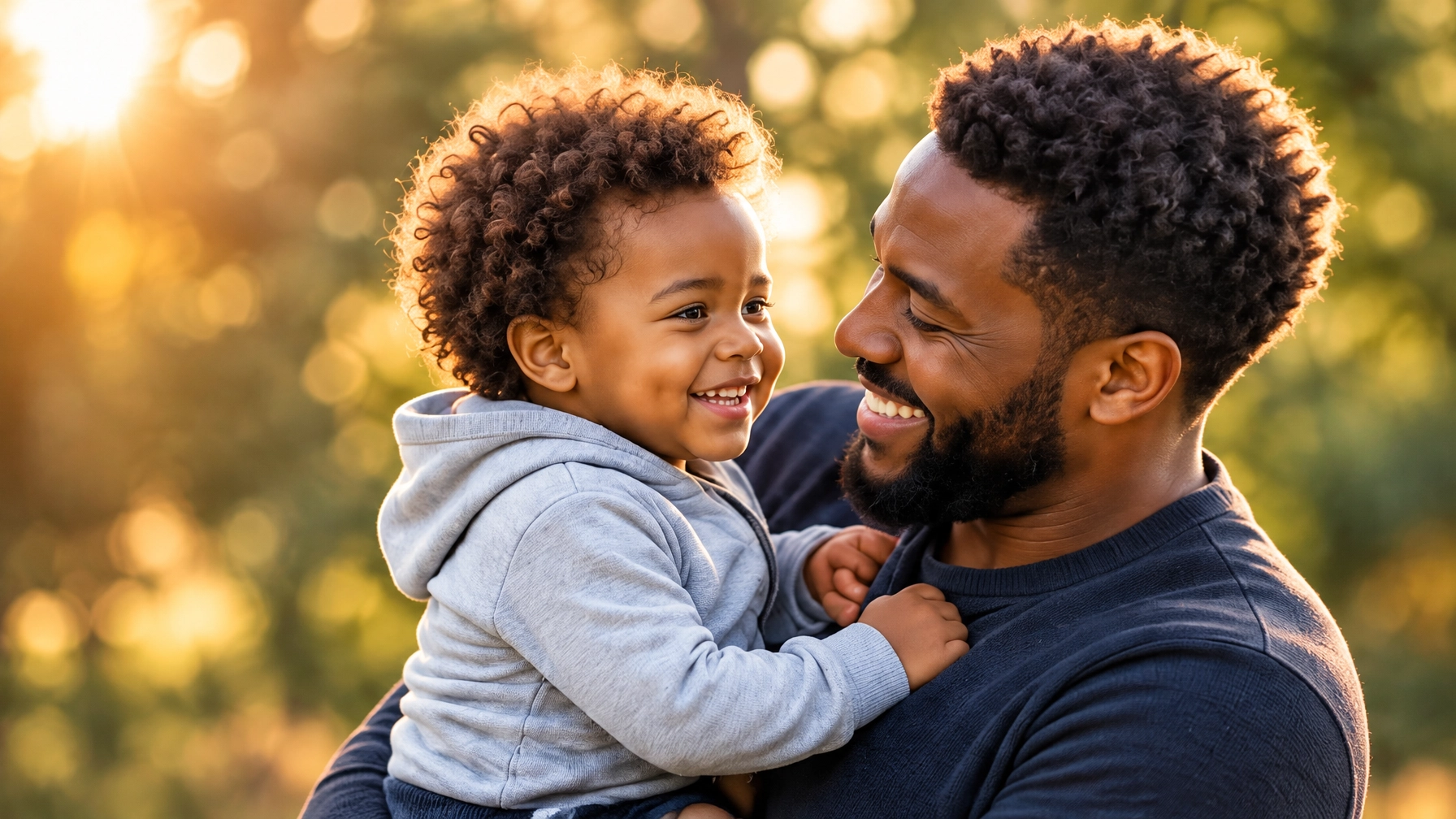 Father sharing a joyful moment with his young child